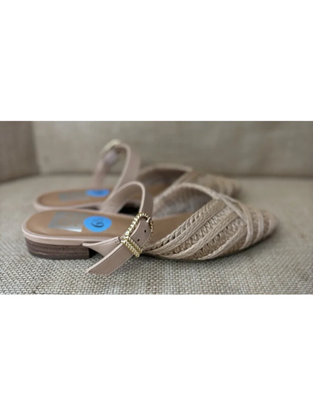 Dolce Vita Womens Domain Flat Mule US 6.5 Tan Natural Raffia Woven